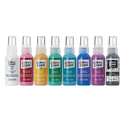 Gallery Glass PROMOGGJL22 Jewel Tones Stained Glass Painting Kit, 8 Piece Glass Paint Set for DIY Arts and Crafts, Perfect for Beginners and Artists