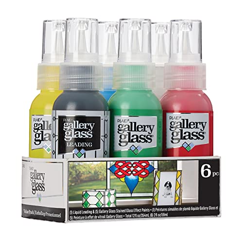 Gallery Glass, Basic Stained Kit, 6 Piece Glass Paint Set for DIY Arts and Crafts, Perfect for Beginners and Artists, 1 Count (Pack of 1)