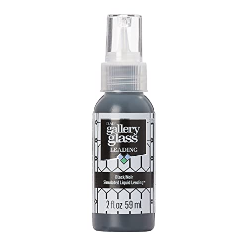 Gallery Glass Liquid Leading, Black 2 fl oz Leading Perfect for Stained Glass DIY Paint Projects, 19702